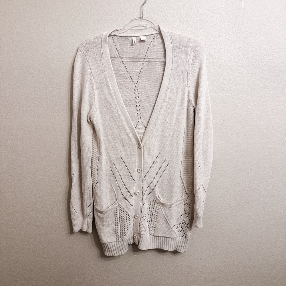 Anthropologie Moth Neutral Button-Up Cardigan